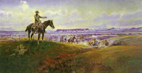 Charles M Russell Sun Worship in Montana Norge oil painting art